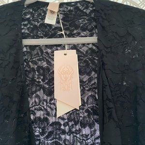 HOT AS HELL Wrap Star Dress Black XS 2 Lace